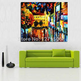 Hand Painted On Canvas knife thick oil painting street view Modern Hand Painted picture for Room home Decor no Framed