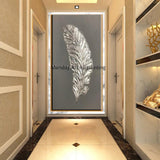 Hand Painted canvas oil paintings wedding decoration Wall art Golden silver feather home Decoration