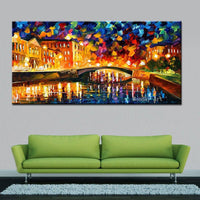 Aritist Modern Hand Painted The Rainy Days Street Palette Knife On Canvas