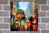 Hand Painted On Canvas knife thick oil painting street view Modern Hand Painted picture for Room home Decor no Framed