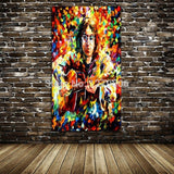 Hand Painted Wall Art Singer oil painting Wall Art Knife On Canvas Guitar Star picture For bedroom
