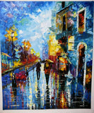 Hand Painted On Canvas knife thick oil painting street view Modern Hand Painted picture for Room home Decor no Framed