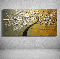 Hand Painted Blue lucky tree canvas painting 3D Flower Knife Flowers Oil Painting Painting