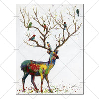 Hnadmade deer pictures paintings Hand Painted canvas cartoon animal oil paintings Colorful deer or bedroom