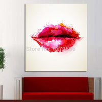 professional aritist Hand Painted Impressionist Painting Modern Abstract Red Lips On Canvas Kitchen Home