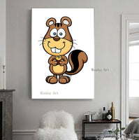 Hand Painted Style Cartoon Monkey Cute Animal oil painting Canvas painting Children