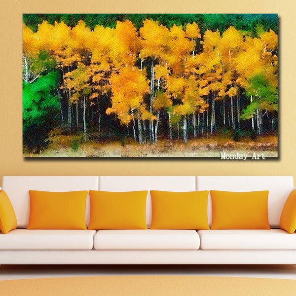 Hand Painted Fashion Canvas Autumn-Trees oil painting Hot Anime Painting Art