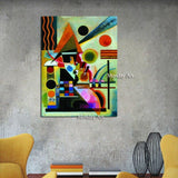 Famous Abstract Hand Painted Kandinsky Geometric Canvas Painting Wall Art