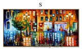 Aritist Modern Hand Painted The Rainy Days Street Palette Knife On Canvas