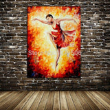 Pure Hand Painted red Dress Ballet Girl And red Background On Canvas Villa Hotel Room Corridor Murals Wall Decoration