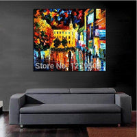 Hand Painted On Canvas knife thick oil painting street view Modern Hand Painted picture for Room home Decor no Framed