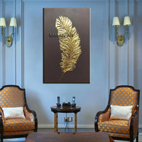 Hand Painted abstract oil painting wall picture on canvas bedroom modern feathers painting for entrance decora