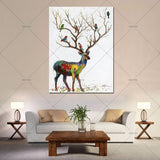 Hnadmade deer pictures paintings Hand Painted canvas cartoon animal oil paintings Colorful deer or bedroom