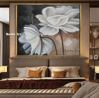 Handpained oil painting caudros decoracion Palette White Flower wall art pictures Canvas painting quadros