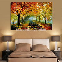 Hand Painted Knife Natural Trees Scenery Canvas Paintings Modern Abstract Wall Art Hand Painted Landscape Oil Painting