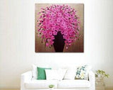 Hand Painted Pink 3D Oil Painting On Canvas White Vase wall forHome Decor Artwork