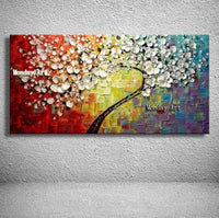 Hand Painted Blue lucky tree canvas painting 3D Flower Knife Flowers Oil Painting Painting