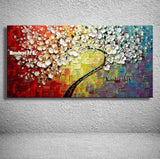 Hand Painted Modern Canvas flower Hand Painted Palette knife Tree 3D Flowers Painting Home living room Decor Wall Art