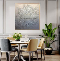 High Quality Hand Painted Silver Knife Thick canvas art picture Hand Painted Abstract Grey Silver