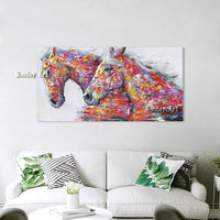 High Quality Hand Painted Horse Pop Impression Horse On Canvas for wall Decor Animal twins Horse Painting