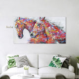 High Quality Hand Painted Horse Pop Impression Horse On Canvas for wall Decor Animal twins Horse Painting