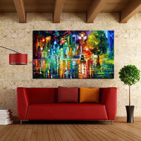 Freeshipping pure Hand Painted House Light street Scenery Beautiful knife Oil Paintings Decor