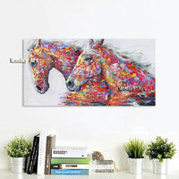 Aritist High Quality Hand Painted Horse Two Horses On Canvas for wall Decor Animal twins Horse Painting