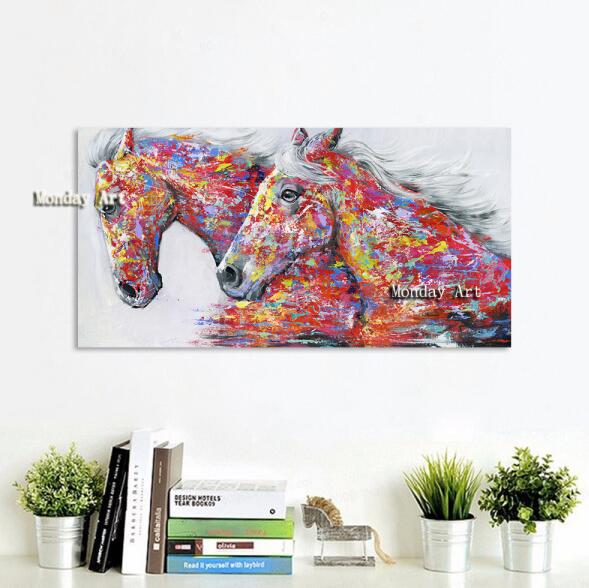 High Quality Hand Painted Horse Pop Impression Horse On Canvas for wall Decor Animal twins Horse Painting