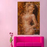 Wall art Hand Painted nude body Oil painting home decor canvas wall art Lovers canvas painting Sexy nude painting