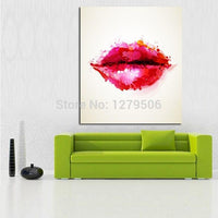 professional aritist Hand Painted Impressionist Painting Modern Abstract Red Lips On Canvas Kitchen Home