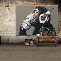 Top Artist Pure Hand Painted High Quality Modern Art Gorilla on Canvas Abstract Funny Animal Monkey Oil Painting