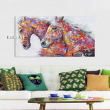 High Quality Hand Painted Horse Pop Impression Horse On Canvas for wall Decor Animal twins Horse Painting