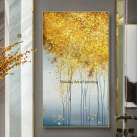 Hand Painted abstract golden oil Painting Hand Painted modern gold tree oil painting home decoration Wall art