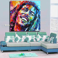 Hand Painted Bob Marley Portrait Acrylic on Canvas Art wall decor bar