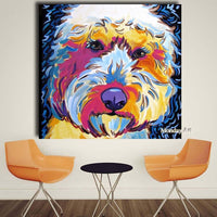 Pop Art Animal Golden doodle Dog Hand Painted dog Wall Painting on Canvas Artwork