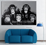 Hand Painted Modern Abstract Cartoon Animal On Canvas Abstract Gorilla Monkey