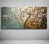 Hand Painted Modern Canvas flower Hand Painted Palette knife Tree 3D Flowers Painting Home living room Decor Wall Art