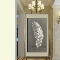 Hand Painted abstract oil painting wall picture on canvas bedroom modern feathers painting for entrance decora