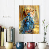 Hand Painted Modern Violin Girl On Canvas Wall Art For Living Roon