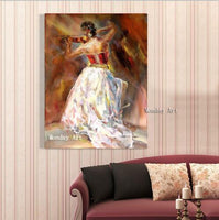 Hand Painted Modern Violin Girl On Canvas Wall Art For Living Roon