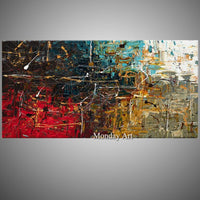 Hand Painted Modern Abstract Blue Red On Canvas Home Wall Abstract Oil for Arts