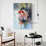 Hand Painted Traditional Chinese Abstract Landscape Koi Fish Wall Art