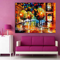 Artist Hand Painted High Quality Modern painting knife on Canvas Knife landscape street Oil Painting