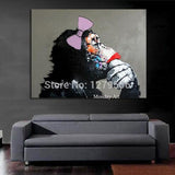 Top Artist Pure Hand Painted High Quality Modern Art Gorilla on Canvas Abstract Funny Animal Monkey Oil Painting