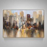 Hand Painted Abstract Wall Art City Building Landscape Decorative Modern On Canvas