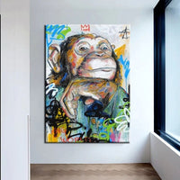 Hand Painted Street Art Oil Painting Modern Animal Monkey Abstracts Size