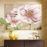 Design Pure Hand Painted Pink Flower on Canvas Wall Art Piece Paintings wall Artwork