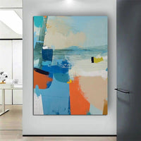 Abstract Simple Color Block Canvas Oil Painting Hand Painted Home Wall Art Decoration Office Renovation