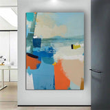 Abstract Simple Color Block Canvas Oil Painting Hand Painted Home Wall Art Decoration Office Renovation