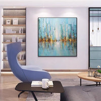 Abstract City Landscape Oil Painting Hand Painted on Canvas Modern Wall Art Building Posters